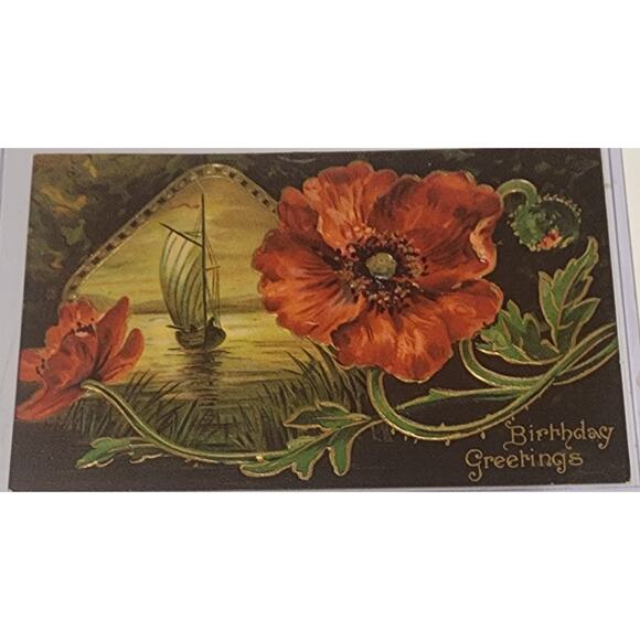 Lot Of Five Vintage Antique Embossed Postcards Flowers - Picture 6 of 11